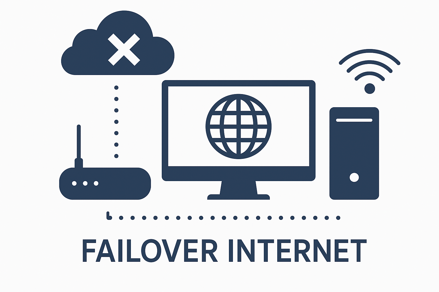Failover Internet Diagram - Router switches to LTE backup when primary connection fails